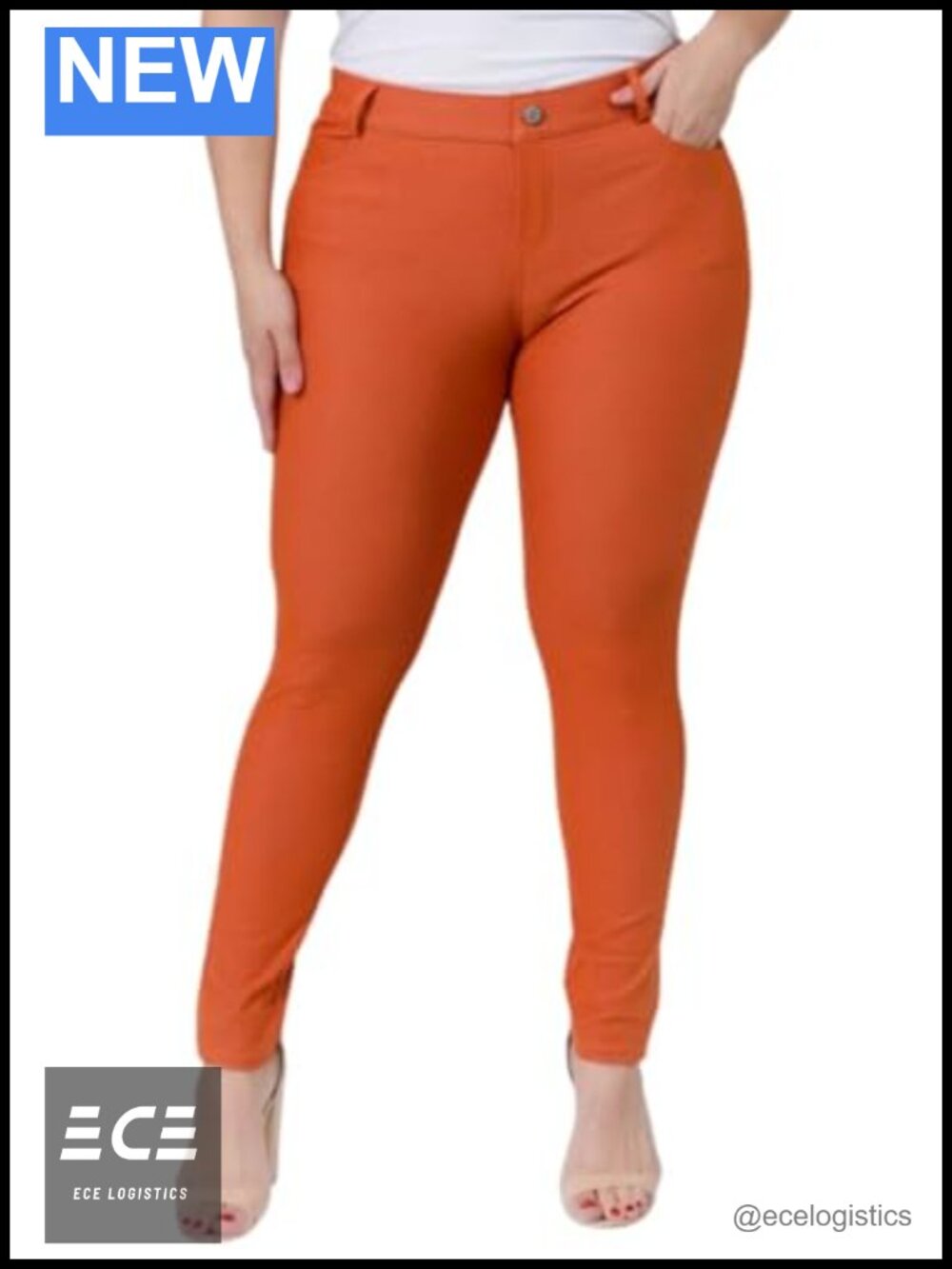 Denim Look Jeggings 5 Pocket Pull On Full Length Cotton Blend